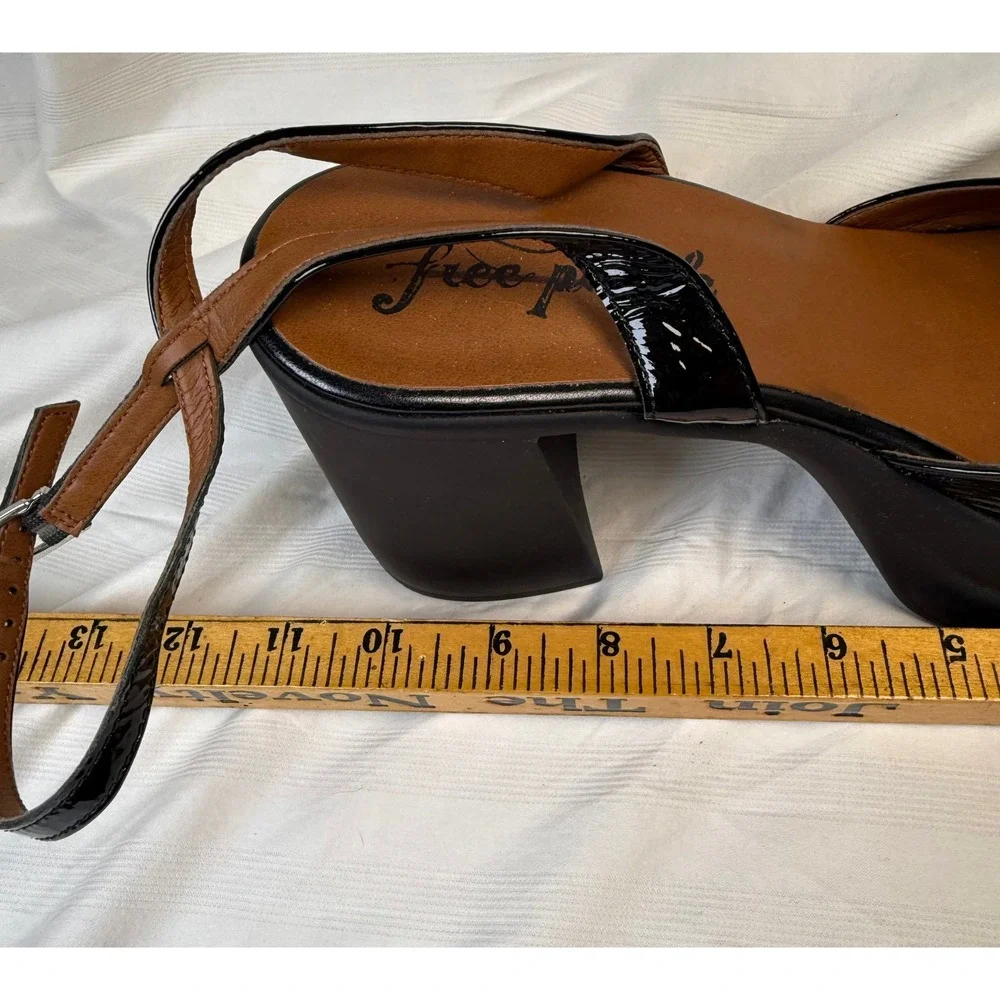 Free People Double Stack Platform Mary Janes Black Patent EU 41 NWOT Italy